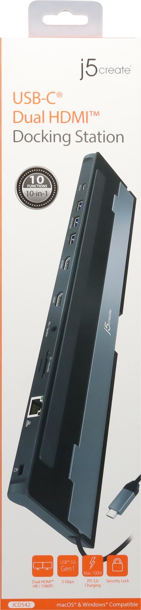 slide 8 of 9, j5create USB-C/Dual HDMI Docking Station 1 ea, 1 ct