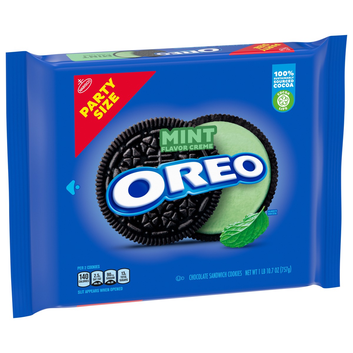 slide 2 of 9, Oreo Mint Flavor Creme Chocolate Sandwich Cookies Party Size 26.7 oz, 26.7 oz