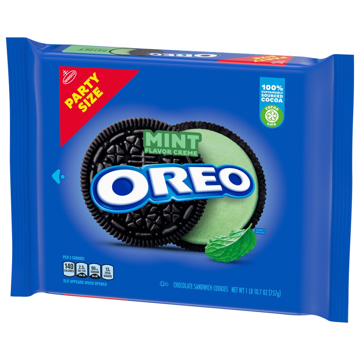 slide 3 of 9, Oreo Mint Flavor Creme Chocolate Sandwich Cookies Party Size 26.7 oz, 26.7 oz