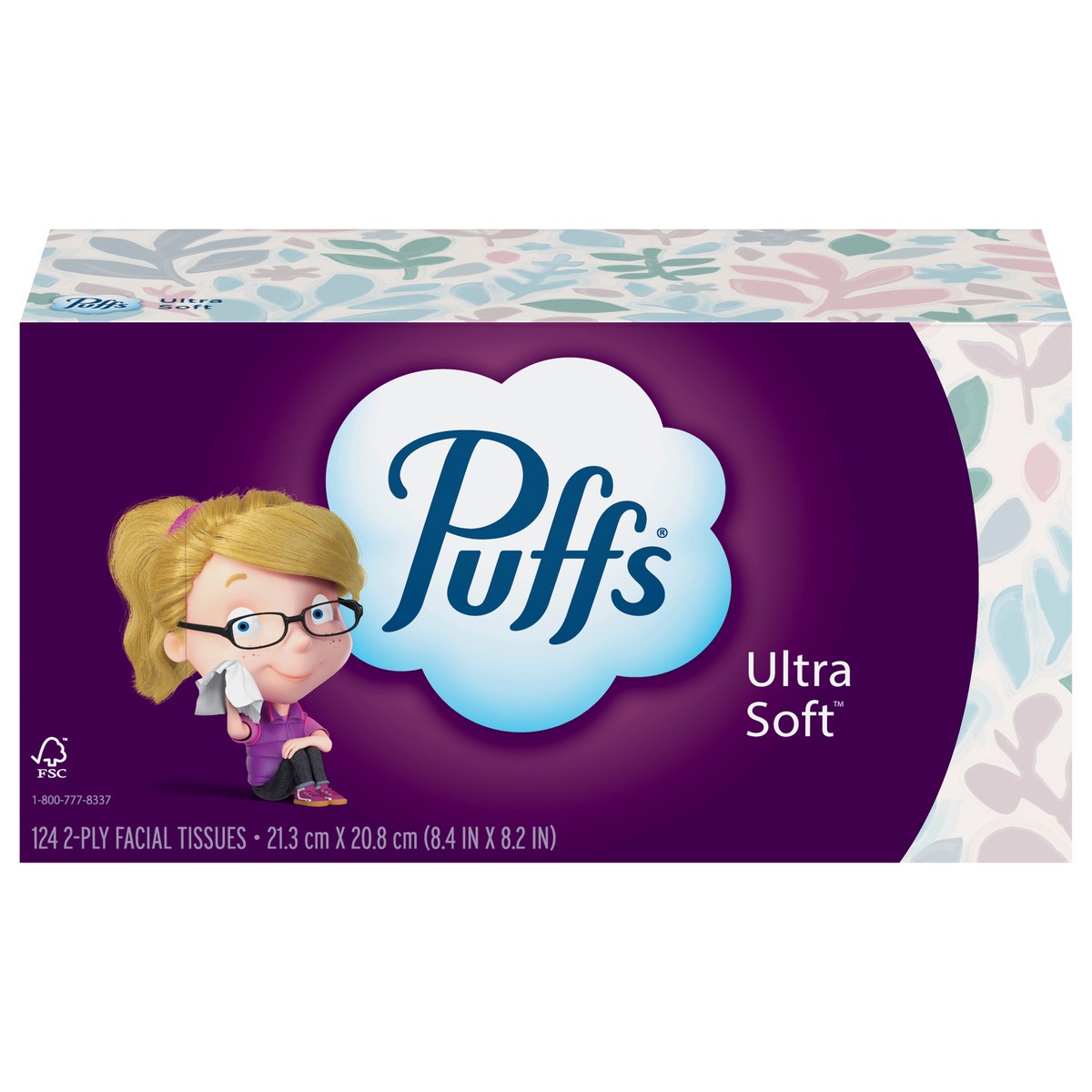 slide 1 of 6, Puffs Ultra Soft Facial Tissues, 1 Family Size Box, 124 Facial Tissues Per Box, 124 ct