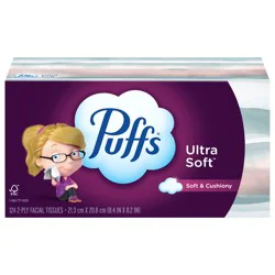 Puffs Ultra Soft Facial Tissues, 1 Family Size Box, 124 Facial Tissues Per Box