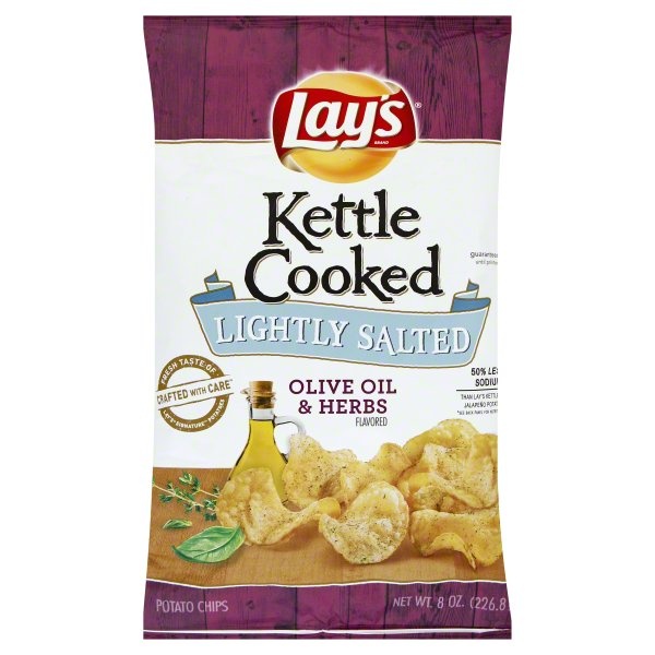 slide 1 of 3, Lay's Kettle Cooked Lightly Salted Olive & Herbs Flavored Potato Chips, 8 oz