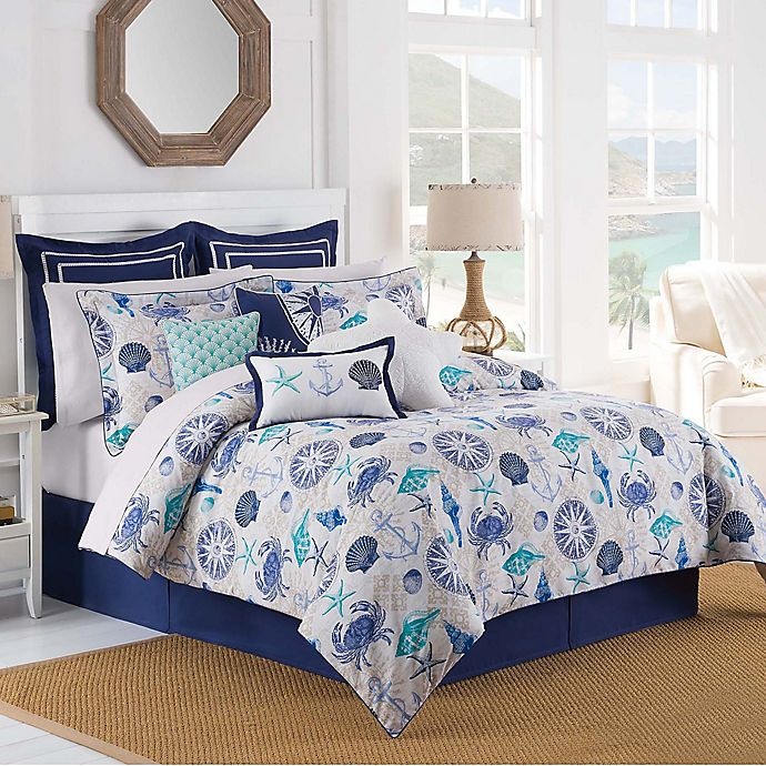 slide 1 of 2, Williamsburg Barnegat Coastal Queen Comforter Set - Blue, 4 ct