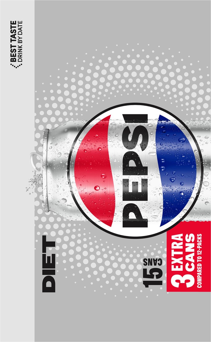 slide 2 of 6, Pepsi Diet Soda Cola 12 Fl Oz 15 Count, 15 ct; 12 oz