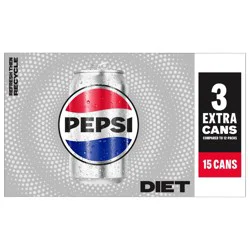 Pepsi Diet Soda Cola 12 Fl Oz 15 Count