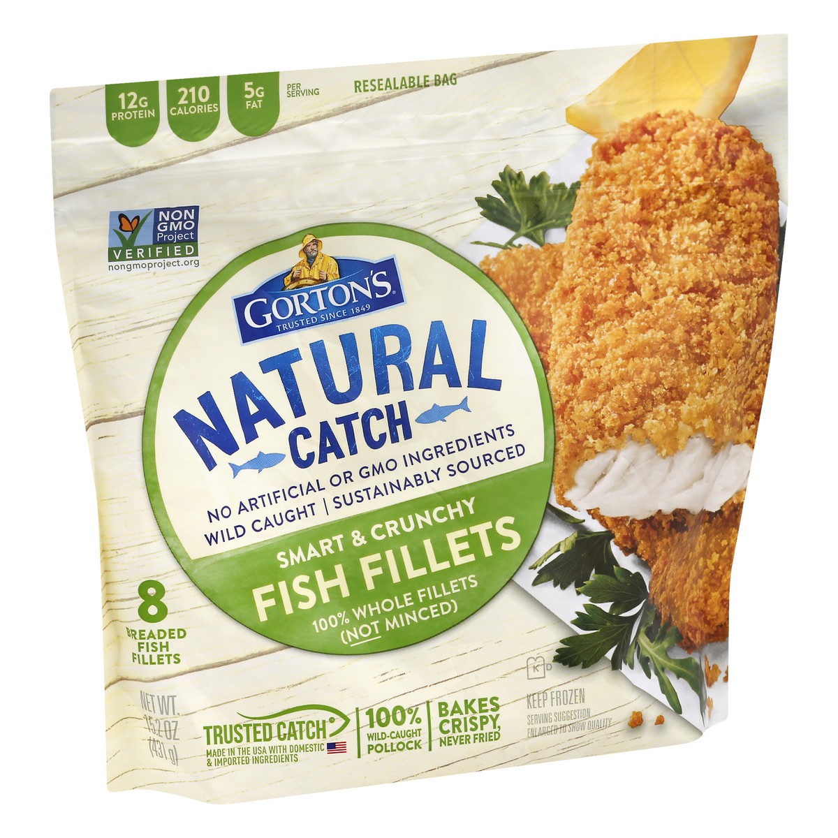 slide 2 of 10, Gorton's Smart & Crunchy Fish Fillets 8 ea, 15.2 oz