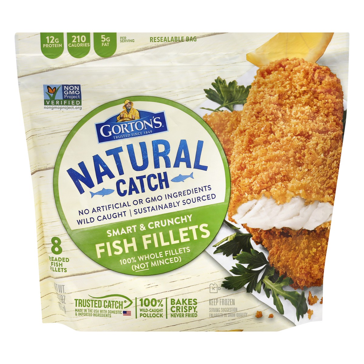 slide 1 of 10, Gorton's Smart & Crunchy Fish Fillets 8 ea, 15.2 oz