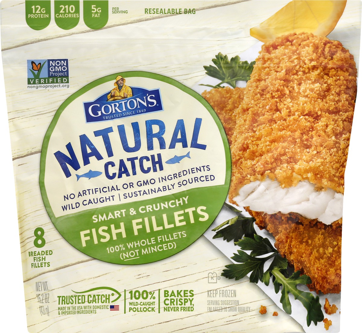 slide 9 of 10, Gorton's Smart & Crunchy Fish Fillets 8 ea, 15.2 oz