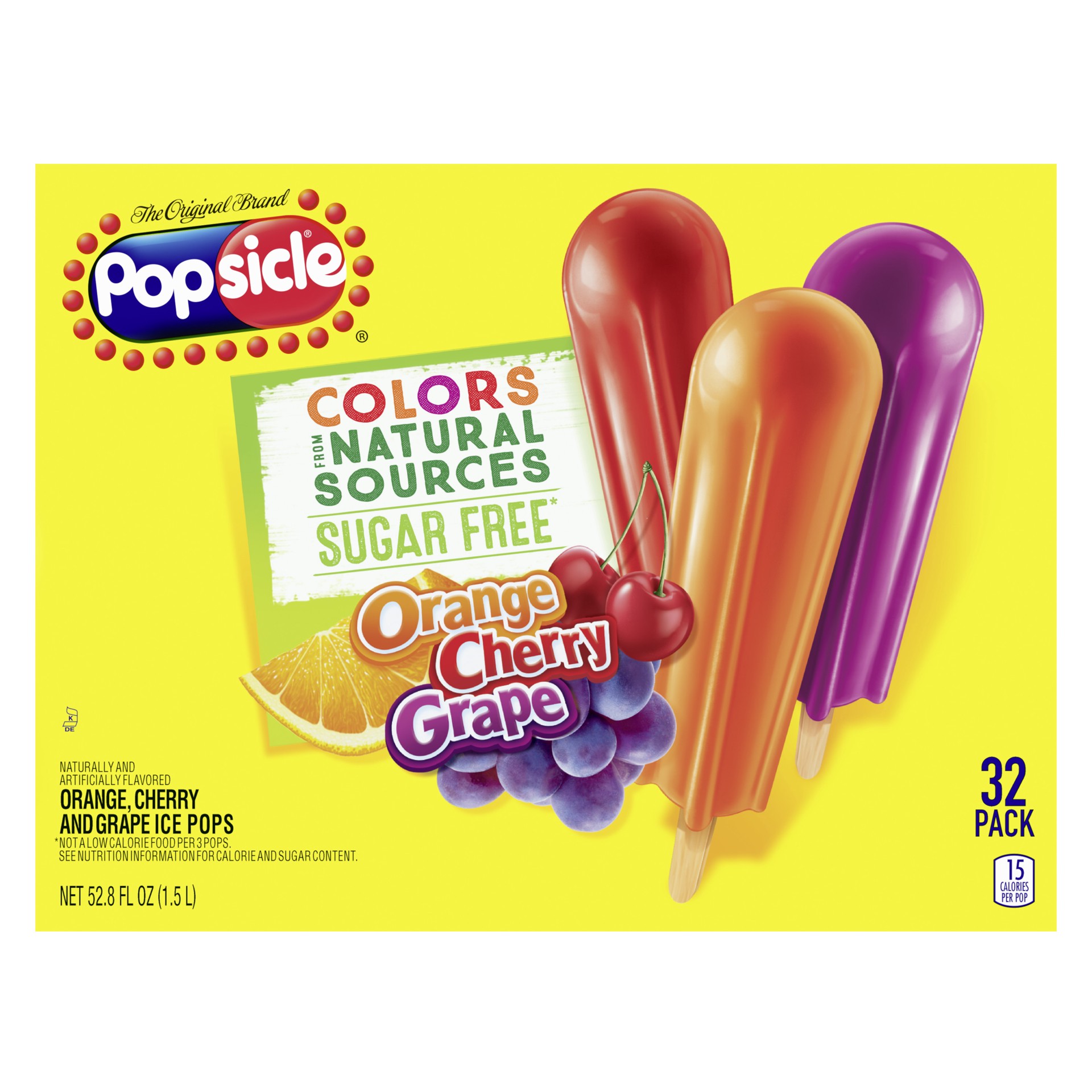 slide 1 of 8, Popsicle Sugar Free Ice Pops Orange Cherry Grape Fruit Popsicles, 32 ct, 32 ct