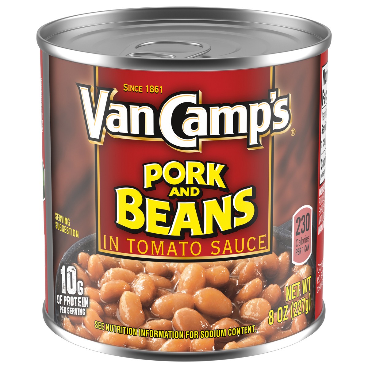 slide 1 of 1, Van Camp's In Tomato Sauce Pork and Beans 8 oz, 8 oz