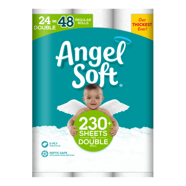 slide 1 of 8, Angel Soft Bathroom Tissue Unscented Double Roll 2-Ply, 24 ct