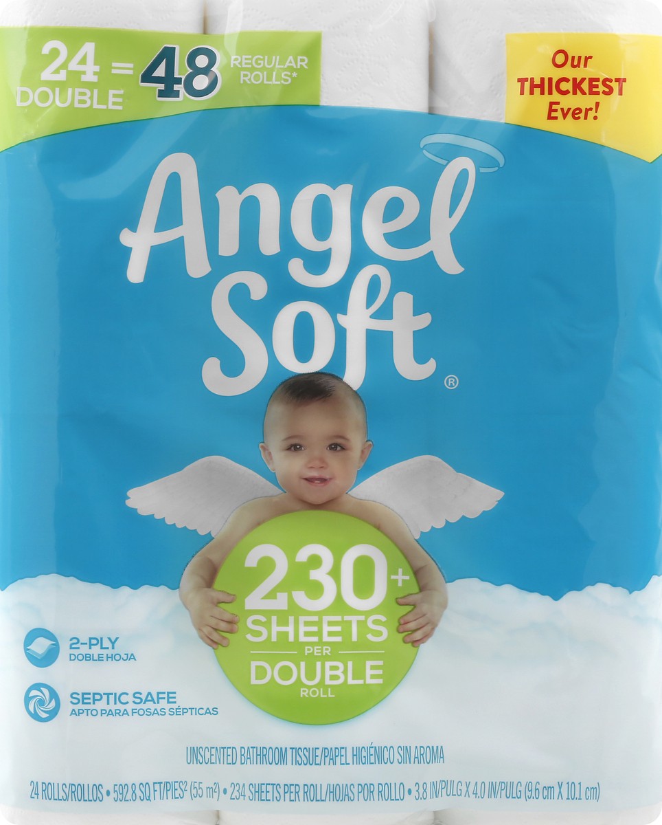 slide 5 of 8, Angel Soft Bathroom Tissue Unscented Double Roll 2-Ply, 24 ct