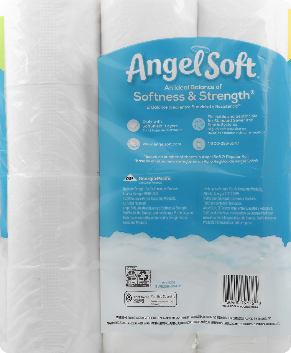 slide 4 of 8, Angel Soft Bathroom Tissue Unscented Double Roll 2-Ply, 24 ct