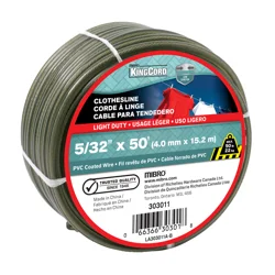 Mibro KingCord 5/32" x 50' PVC-Coated Wire Clothesline - Green