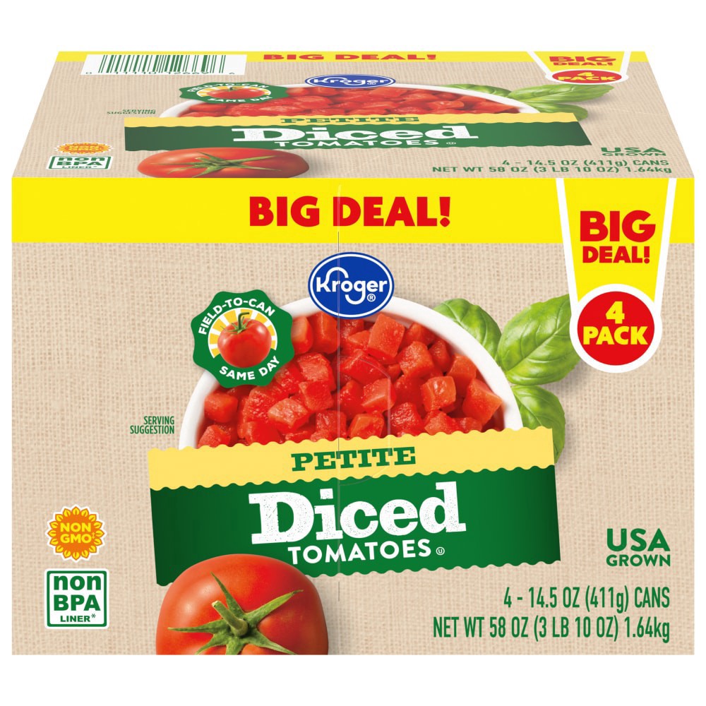 slide 4 of 6, Kroger Petite Diced Tomatoes - 4 ct; 14.5 oz, 4 ct; 14.5 oz