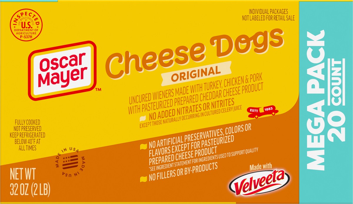 slide 5 of 9, Oscar Mayer Velveeta Cheese Hot Dogs Mega Pack, 20 ct. Box, 20 ct