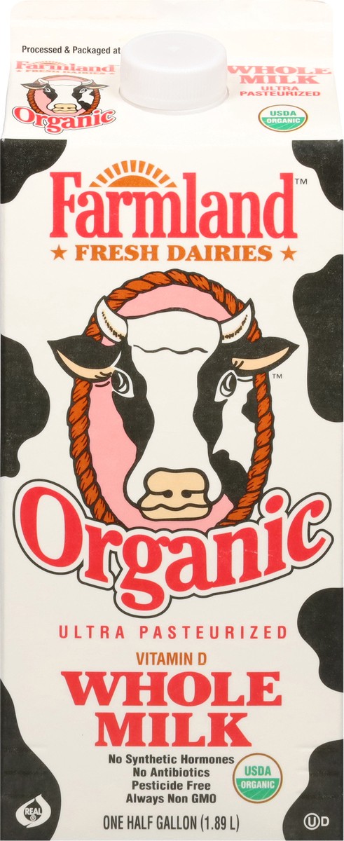 slide 3 of 13, Farmland Organic Whole Milk 0.5 gal, 1/2 gal