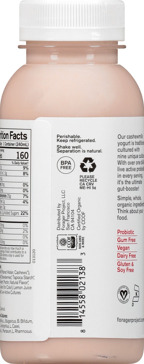 slide 3 of 9, Forager Project Probiotic Organic Dairy-Free Strawberry Yogurt Alternative 8 fl oz, 8 fl oz