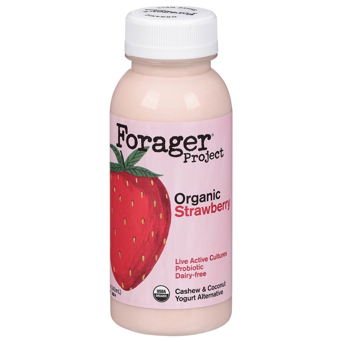 slide 1 of 9, Forager Project Probiotic Organic Dairy-Free Strawberry Yogurt Alternative 8 fl oz, 8 fl oz