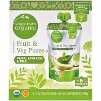 slide 1 of 1, Simple Truth Organic Pear Spinach & Pea Fruit & Vegetable Puree, 6 ct; 4 oz