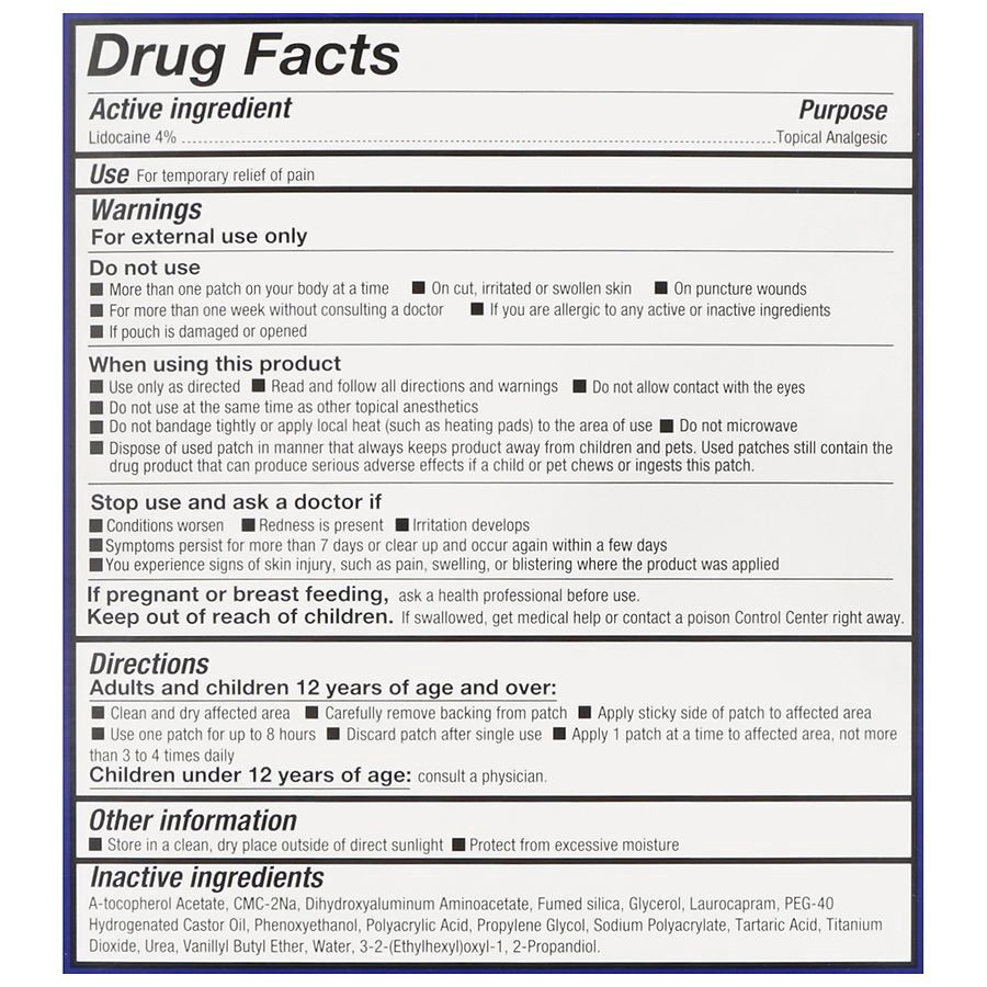 slide 4 of 5, Walgreens Lidocaine Patch Knee & Elbow 6.5 x 5.1 Inches, 6 ct