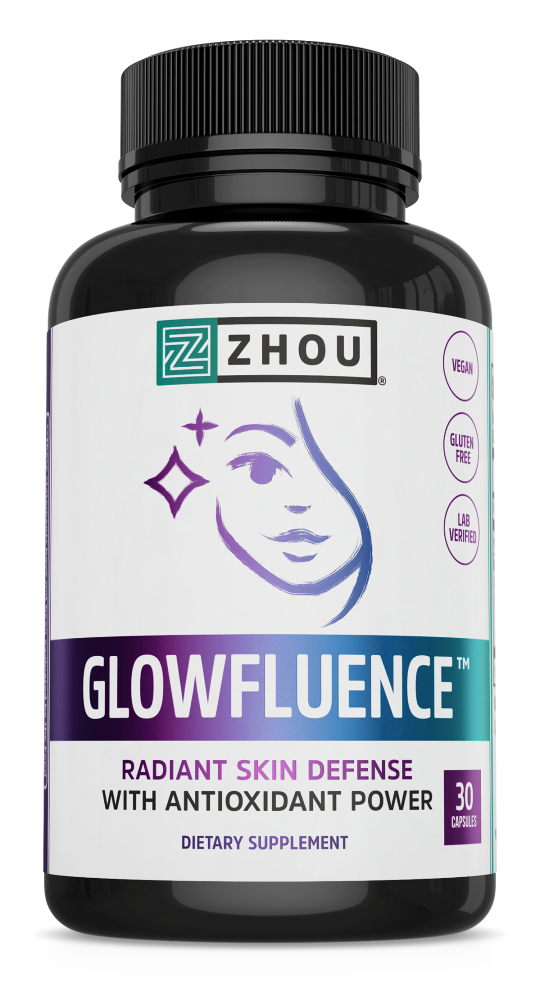 slide 1 of 3, Zhou Nutrition Glowfluence, 30 ct