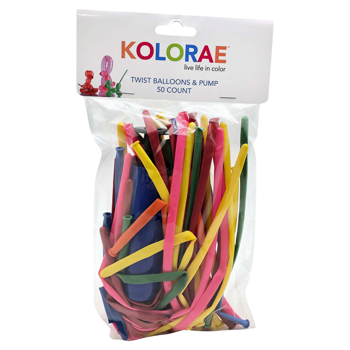 slide 1 of 5, Kolorae Twist Balloons and Pump, 50 ct