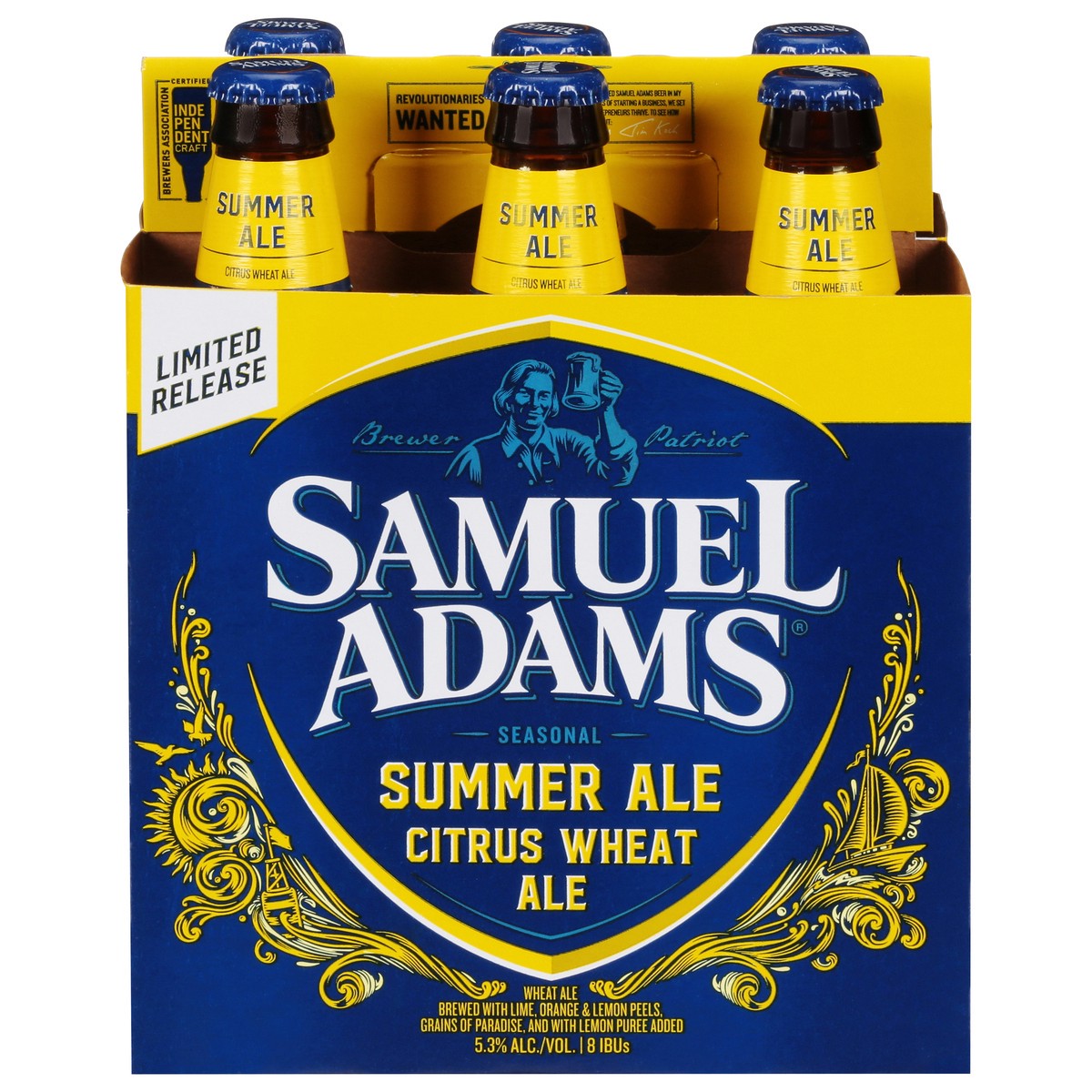 slide 1 of 2, Samuel Adams Seasonal Summer Ale Citrus Beer 6 - 12 fl oz Bottles, 6pk; 12 fl oz  