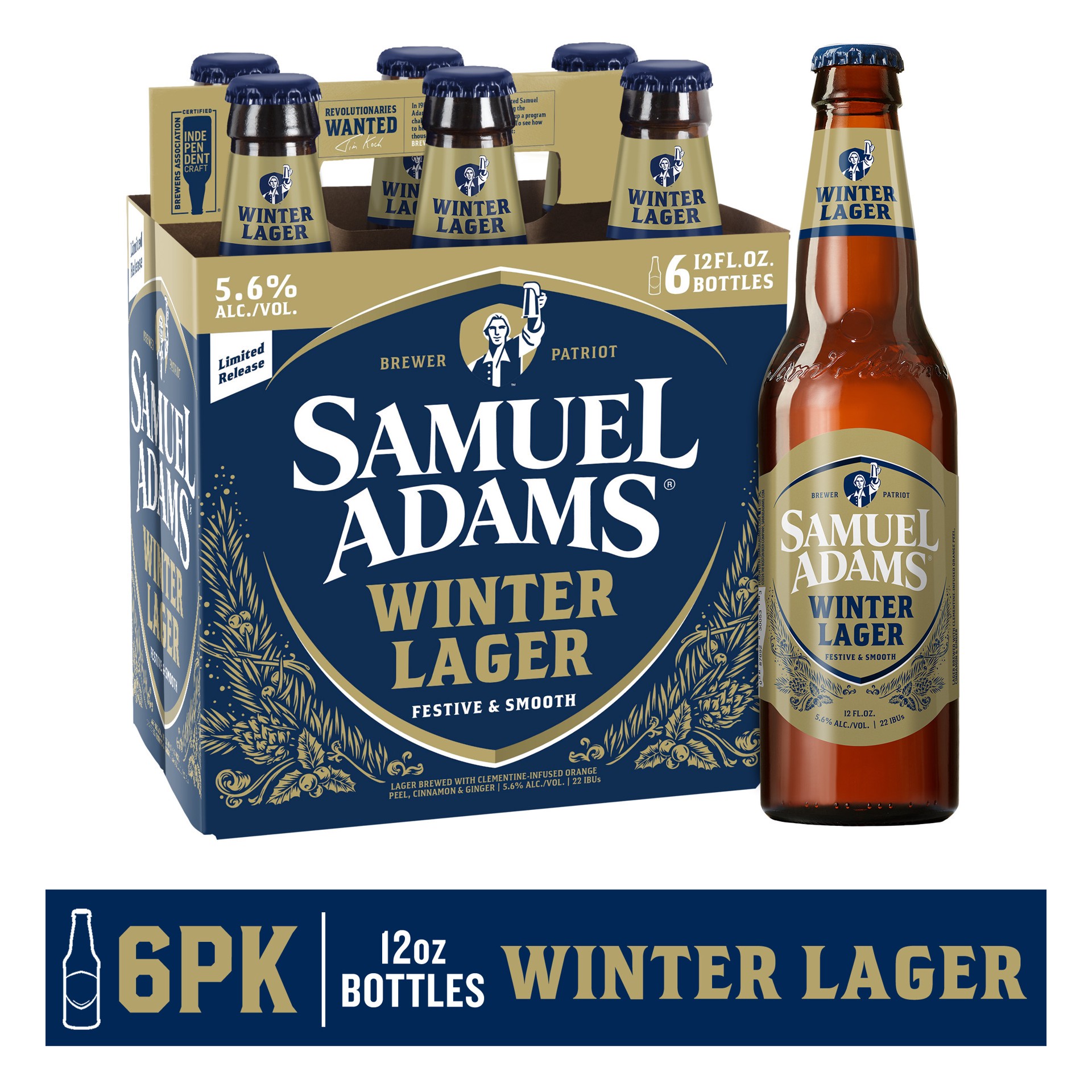 slide 1 of 2, Samuel Adams Winter Lager Seasonal Beer (12 fl. oz. Bottle, 6pk.), 6pk; 12 fl oz  