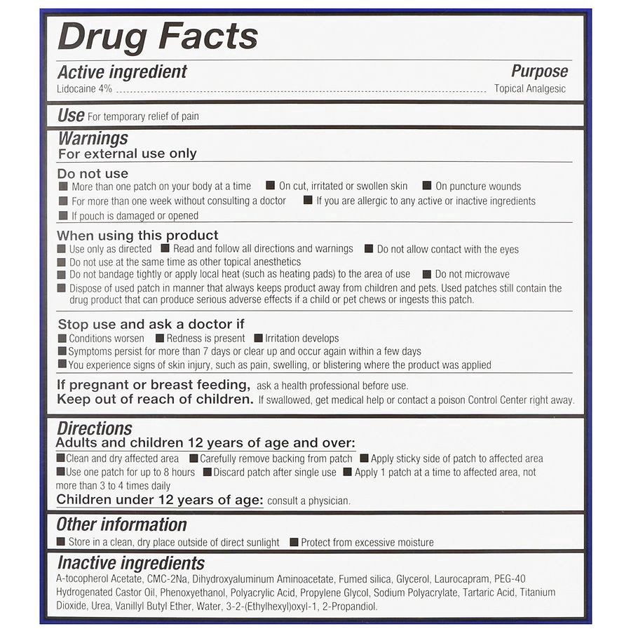 slide 3 of 5, Walgreens Lidocaine Patch Back 6.7 x 5.1 Inches, 6 ct