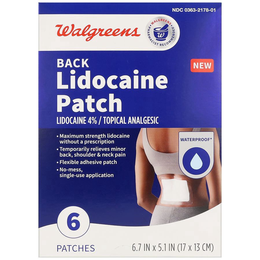 slide 1 of 5, Walgreens Lidocaine Patch Back 6.7 x 5.1 Inches, 6 ct