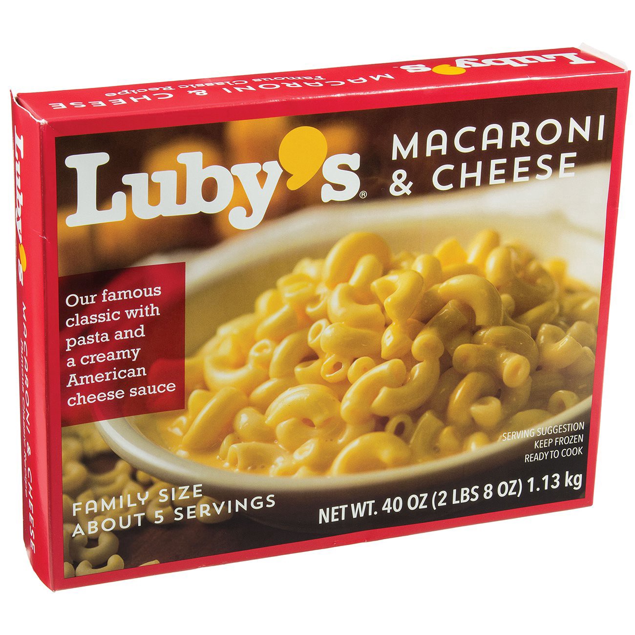 slide 1 of 1, Luby's Frozen Macaroni & Cheese - Family-Size, 40 oz