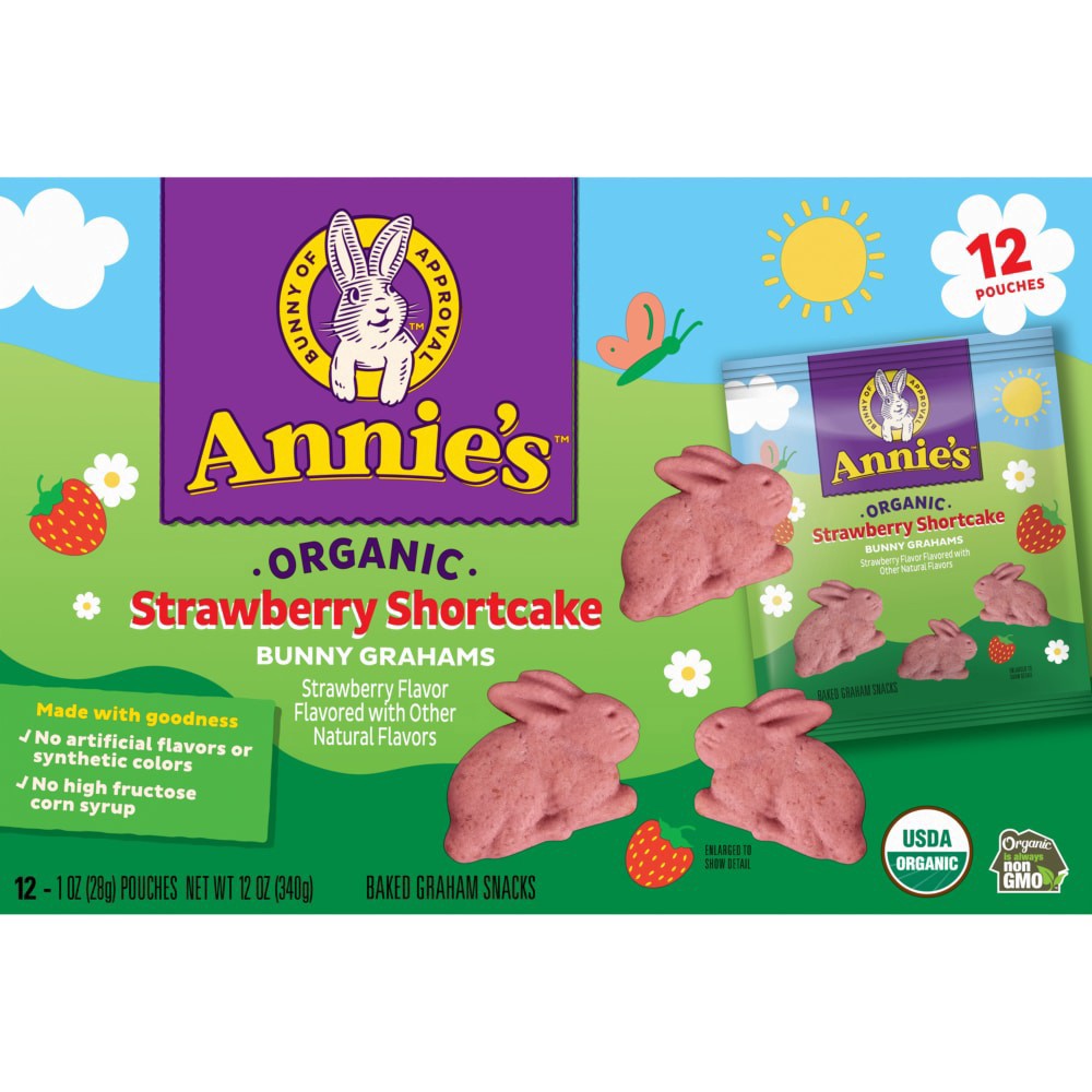 slide 3 of 6, Annie's Organic Strawberry Shortcake Spring Edition Bunny Grahams, 12 ct; 1 oz