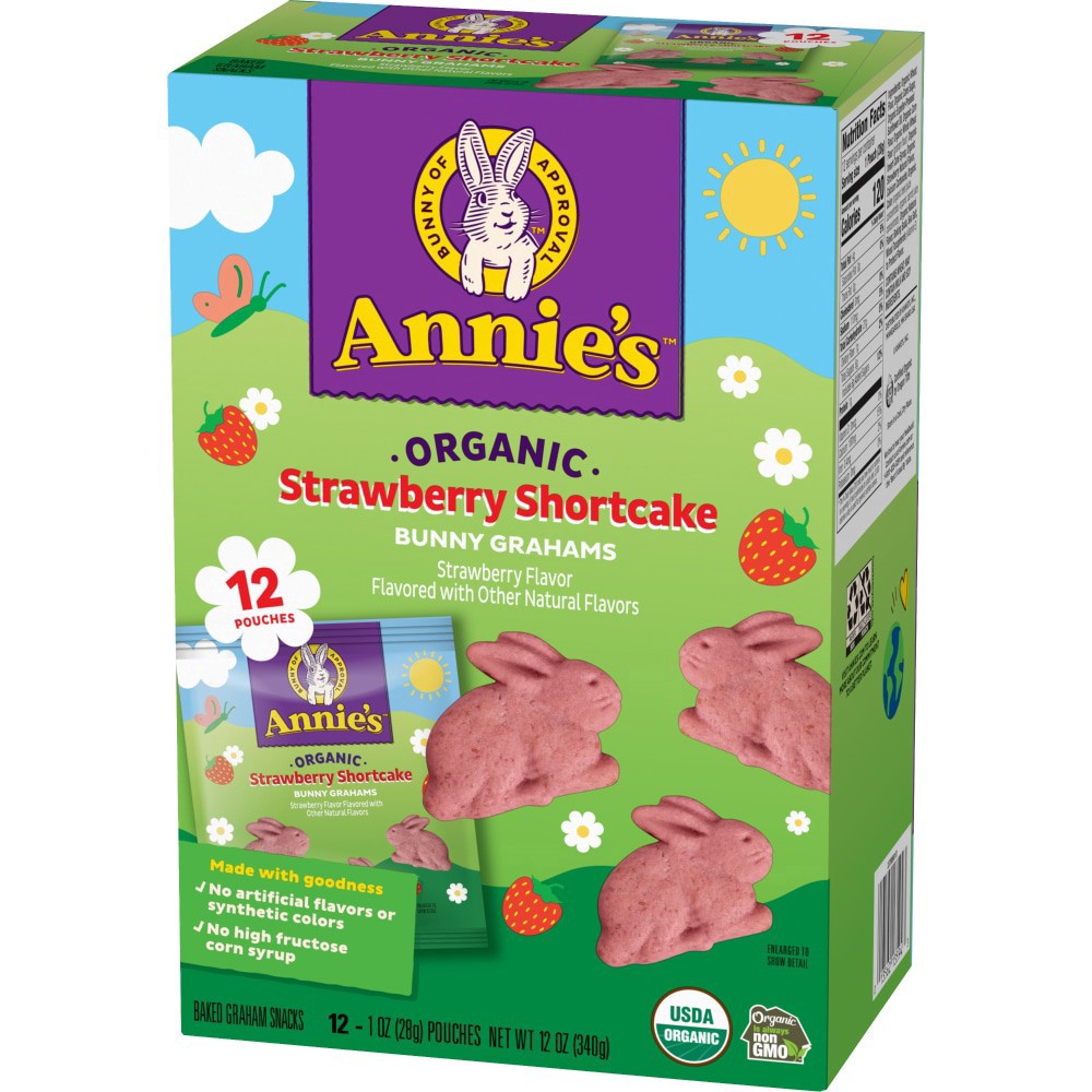 slide 6 of 6, Annie's Organic Strawberry Shortcake Spring Edition Bunny Grahams, 12 ct; 1 oz