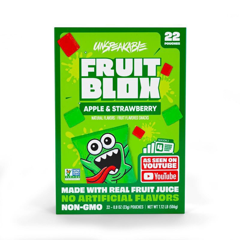 slide 4 of 4, FruitBlox Apple & Strawberry Fruit Flavored Snacks 22 - 0.8 oz Pouches, 22 ct
