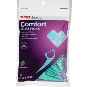 slide 1 of 1, CVS Health CVS Comfort Floss Picks, 90 ct