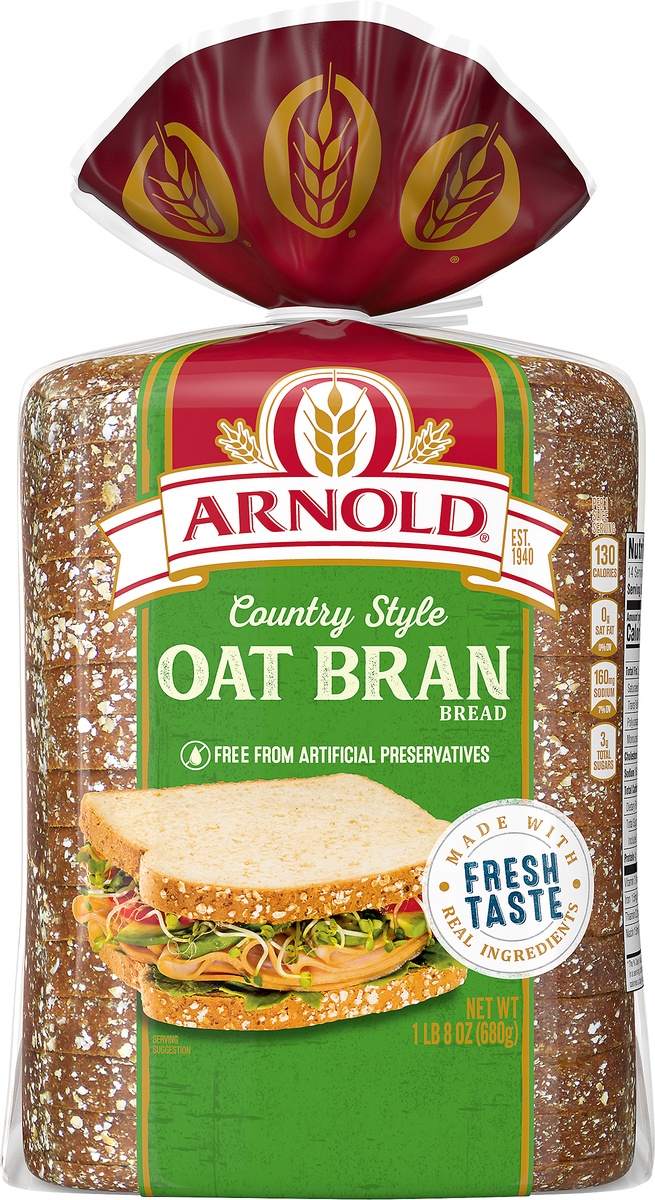 slide 7 of 8, Arnold Country Classics Bread - Oat Bran, 24 oz