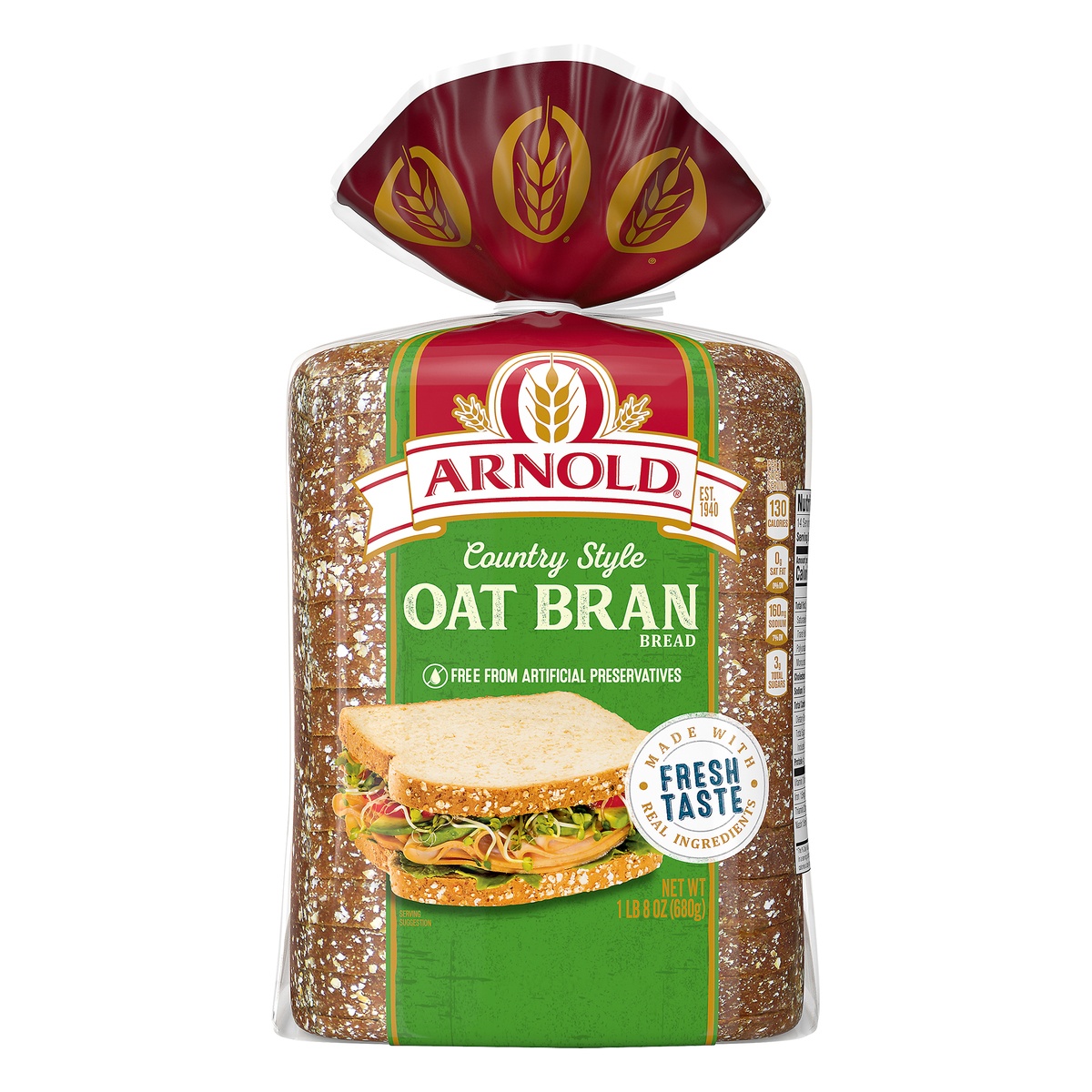 slide 1 of 8, Arnold Country Classics Bread - Oat Bran, 24 oz