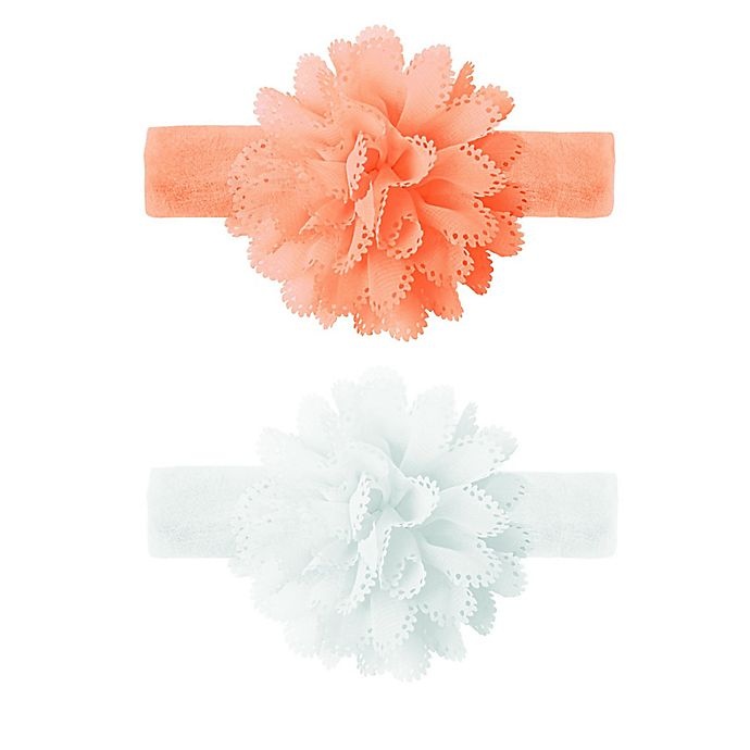 slide 1 of 1, Tiny Treasures Laser Cut Floral Headbands - Peach/White, 2 ct