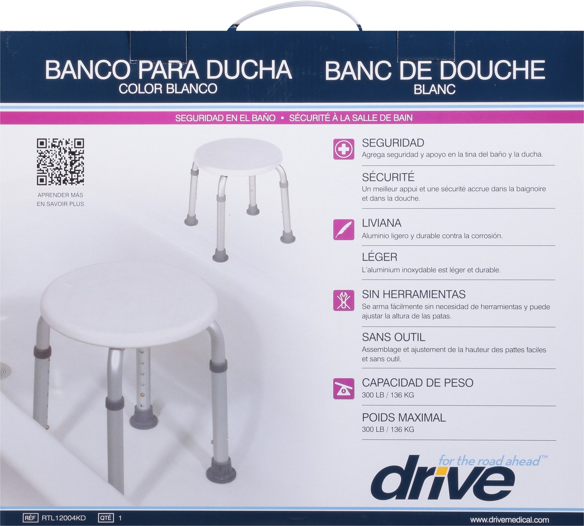 slide 2 of 12, Drive Shower Stool 1 ea, 1 ct