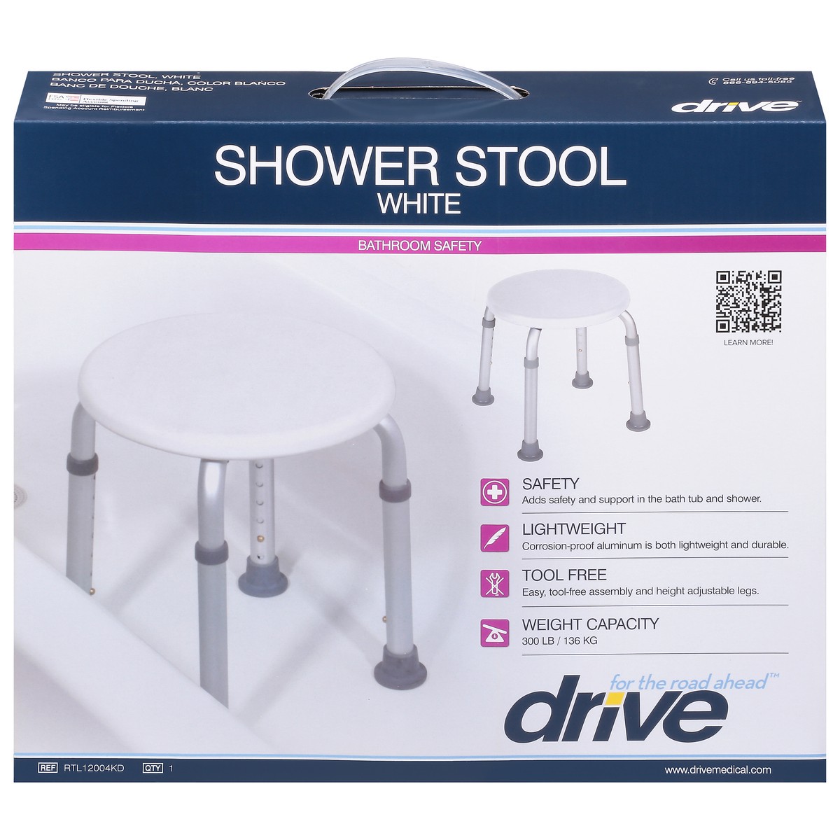 slide 3 of 12, Drive Shower Stool 1 ea, 1 ct