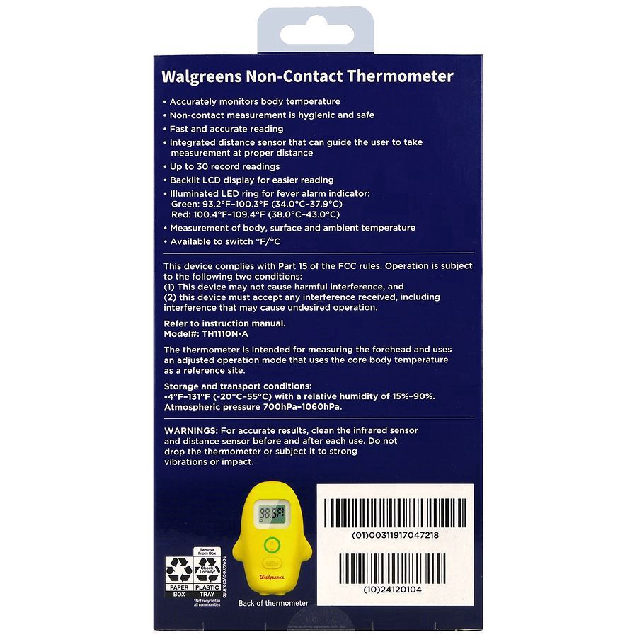 slide 2 of 5, Walgreens 1 Second Non-Contact Thermometer, 1 ct