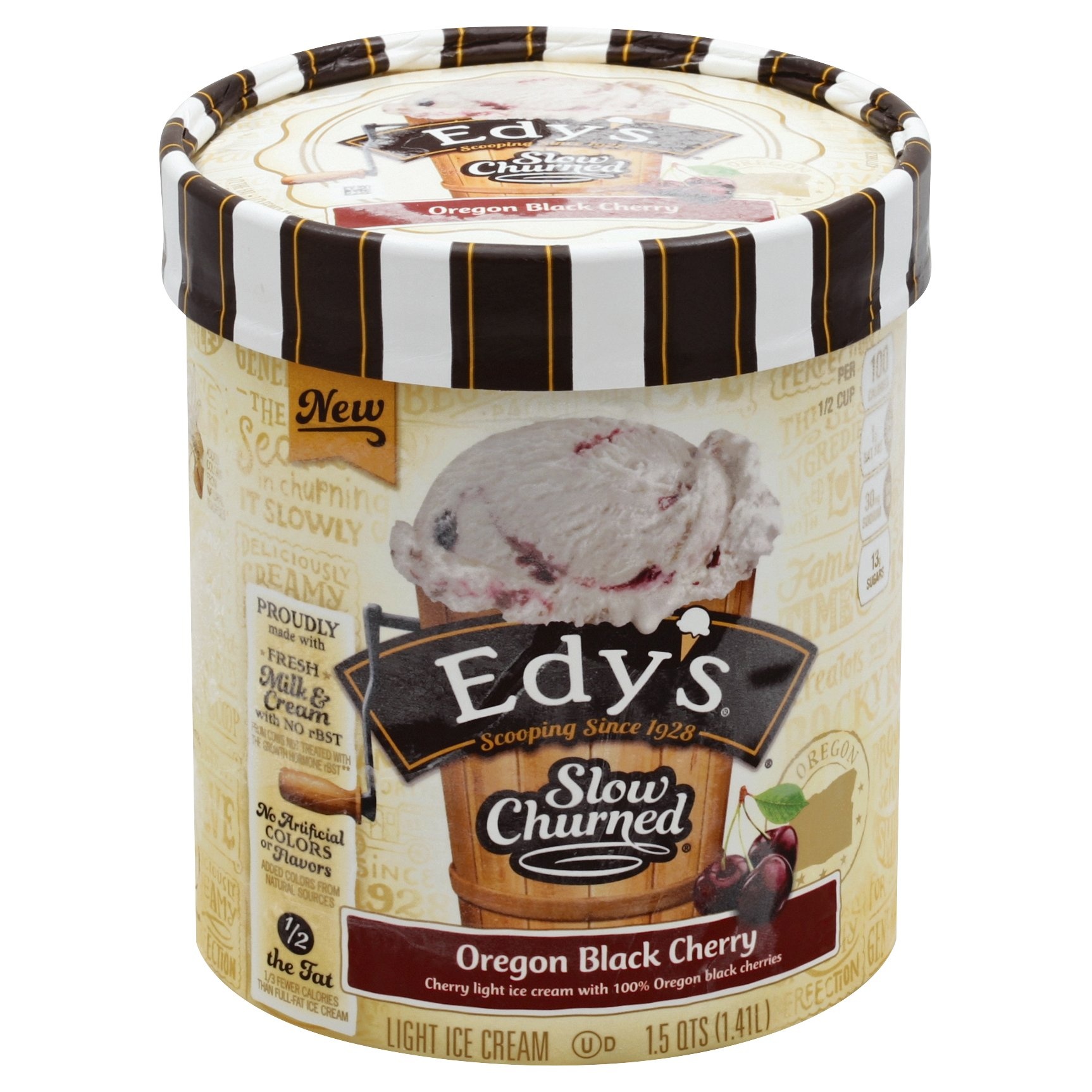 slide 1 of 6, Edy's/Dreyer's Slow Churned Oregon Black Cherry Ice Cream, 48 fl oz