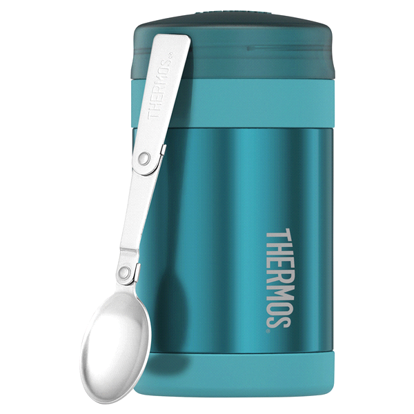 slide 1 of 1, Thermos SS Food Jar W/ Folding Spoon Teal, 1 ct