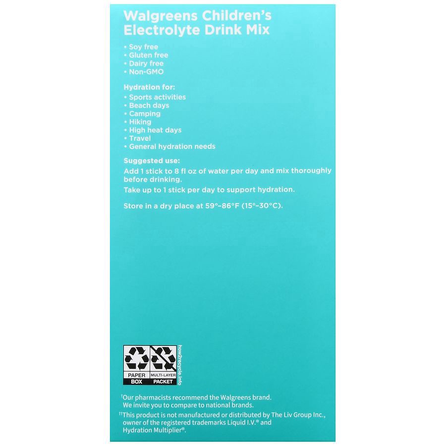 slide 2 of 5, Walgreens Children's Electrolyte Drink Mix Stick Packs Tropical Punch, 0.28 oz x 10 ct