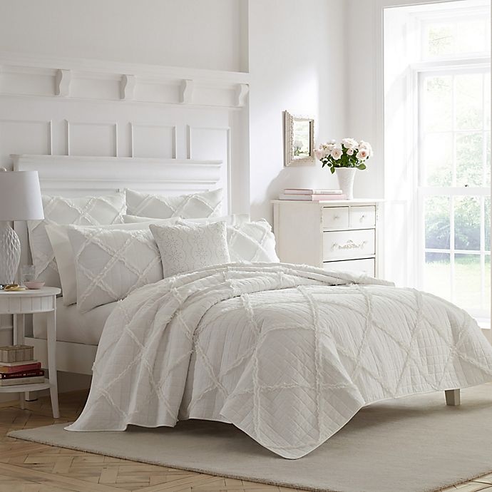 slide 1 of 3, Laura Ashley Maisy Quilt Set T White, 1 ct