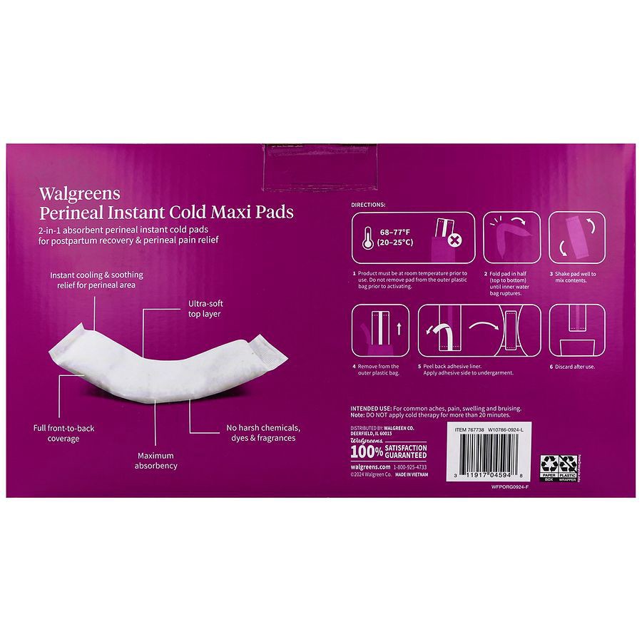 slide 2 of 5, Walgreens Perineal Instant Cold Maxi Pads, 5 ct