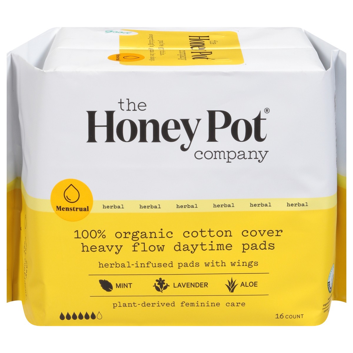 slide 1 of 6, The Honey Pot Company Daytime Heavy Flow Pads 16 ea, 16 ct