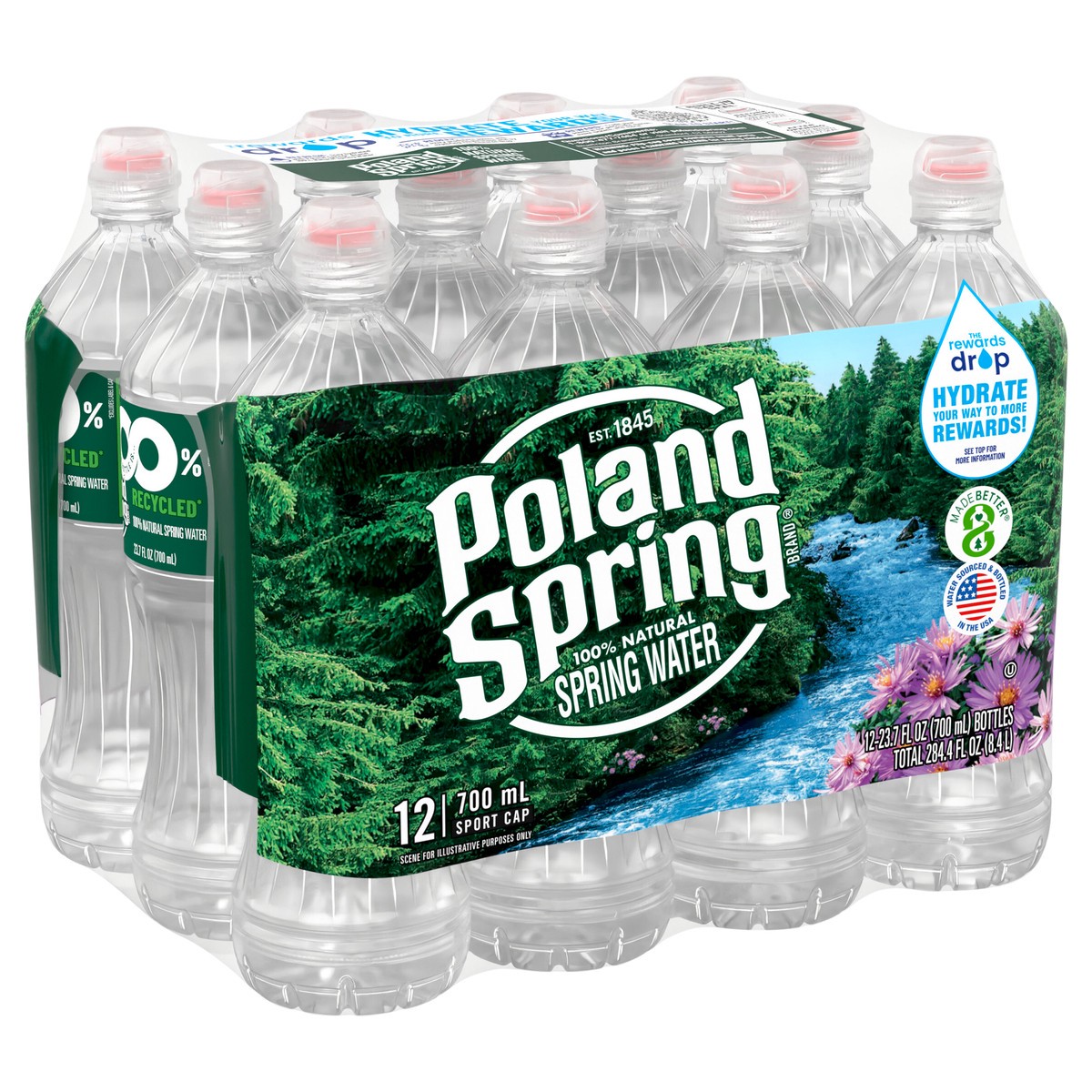 slide 5 of 8, POLAND SPRING Brand 100% Natural Spring Water, 23.7-ounce plastic sport cap bottles (Pack of 12), 23.7 oz