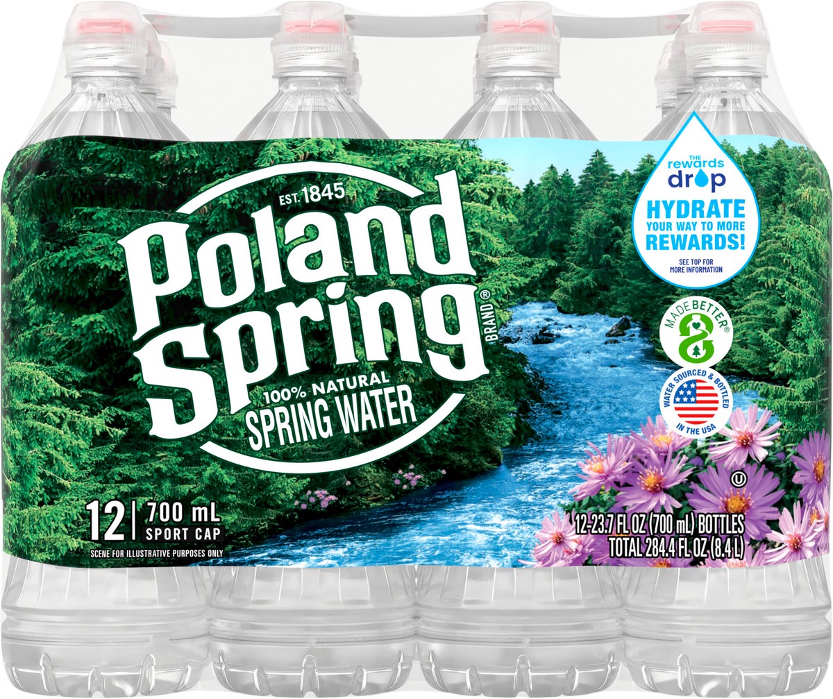 slide 3 of 8, POLAND SPRING Brand 100% Natural Spring Water, 23.7-ounce plastic sport cap bottles (Pack of 12), 23.7 oz